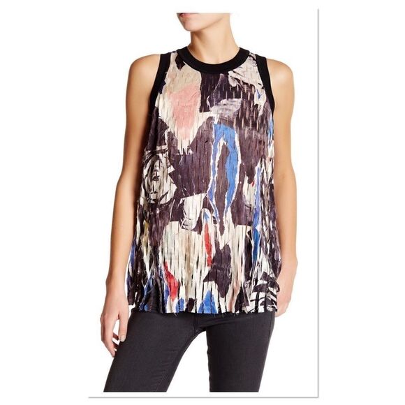 DKNY Printed Shredded Laser Cut Tank (C2) - Picture 1 of 6